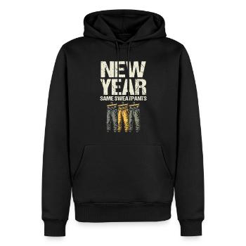 Neujahrs-Same-Jogginghose, Humor-Neujahrsstimmung - Männer Premium Bio Hoodie - Schwarz - Vorne - Nico (187cm)
