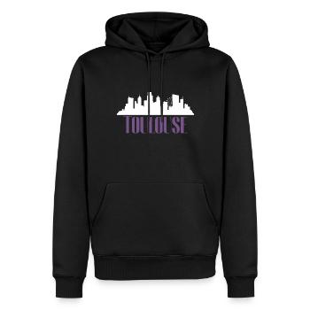 Toulouse France Ville Vacances Cadeau Rengaine - Sweat à capuche Premium bio Homme - noir - Devant - Nico (187cm)