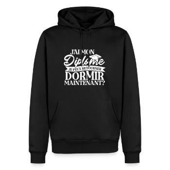 Ich habe mein Diplom, ich kann jetzt wieder schlafen gehen - Männer Premium Bio Hoodie - Schwarz - Vorne - Nico (187cm)