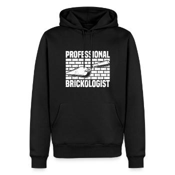 Briqueteur Maçon - Sweat à capuche Premium bio Homme - noir - Devant - Nico (187cm)