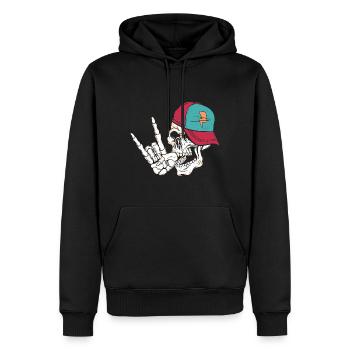 Rock Skull - Männer Premium Bio Hoodie - Schwarz - Vorne - Nico (187cm)