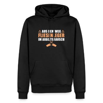 Fliesenleger im Arbeitsrausch Plattenleger - Männer Premium Bio Hoodie - Schwarz - Vorne - Nico (187cm)