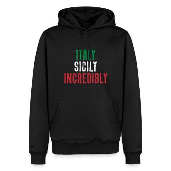 Italie Sicile Incroyable - Sweat à capuche Premium bio Homme - noir - Devant - Nico (187cm)