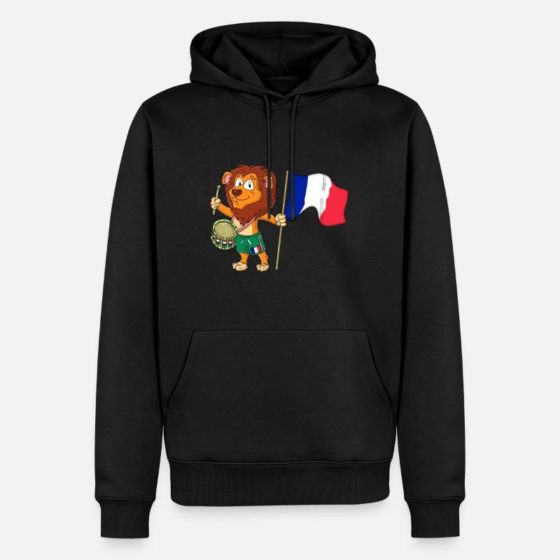 Lion au drapeau Français - Sweat à capuche Premium bio Homme - noir