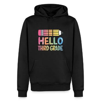 Hello Third Grade - Men’s Premium Organic Hoodie - black - Front - Nico (187cm)