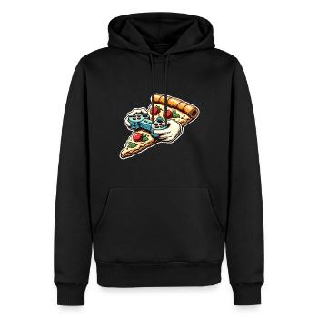 Pizza Gaming Gamer - Männer Premium Bio Hoodie - Schwarz - Vorne - Nico (187cm)