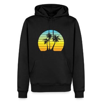 Palm Sun Vintage Vacances Palmiers Rétro Été - Sweat à capuche Premium bio Homme - noir - Devant - Nico (187cm)