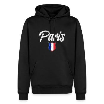 PARIS - Sweat à capuche Premium bio Homme - noir - Devant - Nico (187cm)