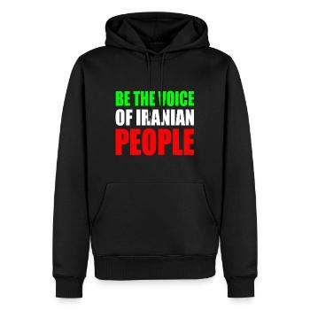 Be the voice of iranian people - Männer Premium Bio Hoodie - Schwarz - Vorne - Nico (187cm)