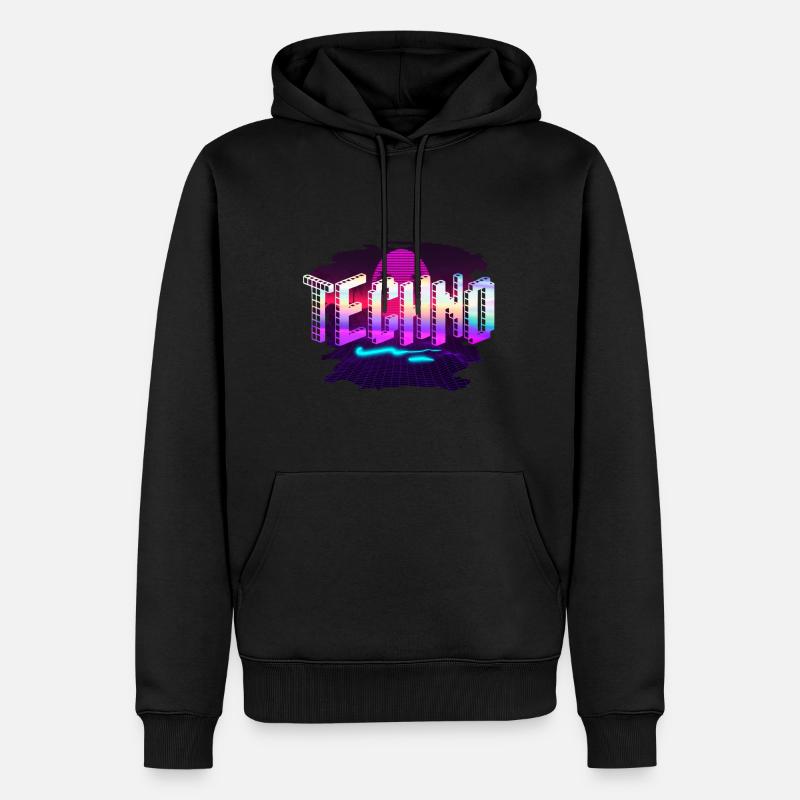 Techno - Sweat à capuche Premium bio Homme - noir