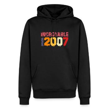 Génial depuis 2007 - Sweat à capuche Premium bio Homme - noir - Devant - Nico (187cm)