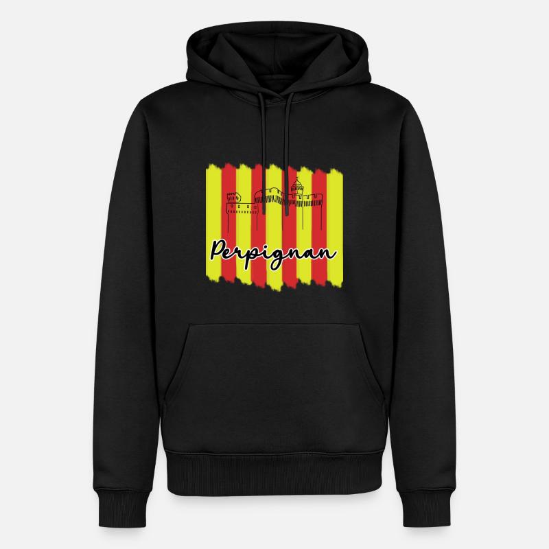 OBV - Perpignan sang & or - Sweat à capuche Premium bio Homme - noir