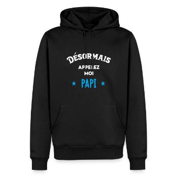 Idée D'Annonce De Grossesse - Sweat à capuche Premium bio Homme - noir - Devant - Nico (187cm)