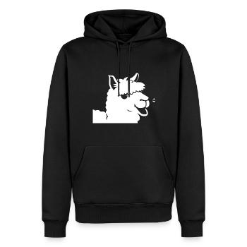 Funny Alpaca Silhouette Cheeky Fun Alpacas - Men’s Premium Organic Hoodie - black - Front - Nico (187cm)
