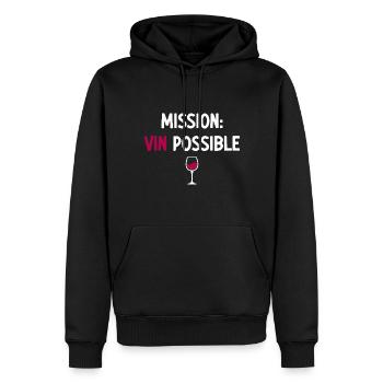 Mission Vin Possible humour vin rouge - Sweat à capuche Premium bio Homme - noir - Devant - Nico (187cm)