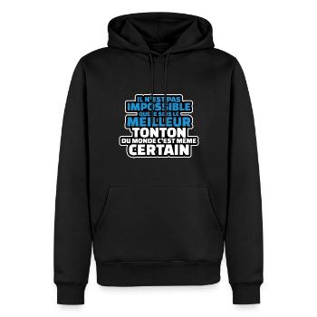 pas impossible que je sois le meilleur tonton - Sweat à capuche Premium bio Homme - noir - Devant - Nico (187cm)