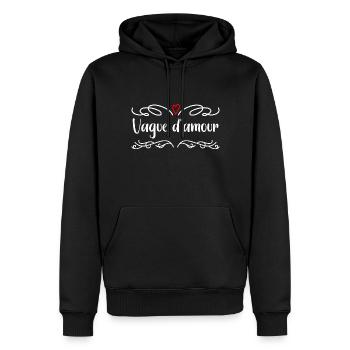 vague d'amour - Sweat à capuche Premium bio Homme - noir - Devant - Nico (187cm)