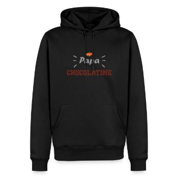 Papa chocolatine viennoiserie - Sweat à capuche Premium bio Homme - noir - Devant - Nico (187cm)