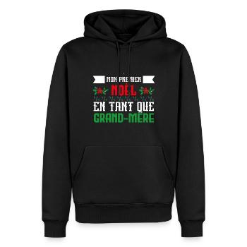 Premier noël en tant que Grand-Mère - Sweat à capuche Premium bio Homme - noir - Devant - Nico (187cm)