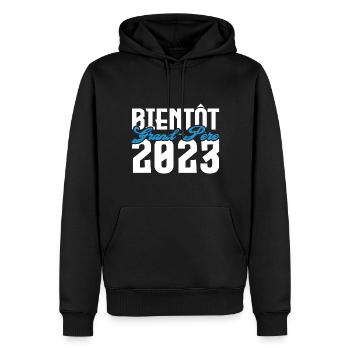 Cadeau Annonce grossesse bientôt Grand-père 2023. - Sweat à capuche Premium bio Homme - noir - Devant - Nico (187cm)