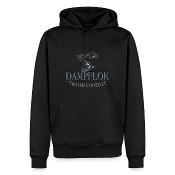 Dampflok ist Eisenbahn für Lokführer mit Nostalgie - Männer Premium Bio Hoodie - Schwarz - Vorne - Nico (187cm)