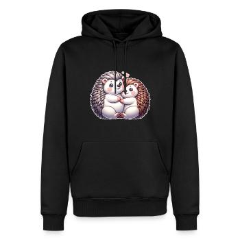 Maman hérisson - Sweat à capuche Premium bio Homme - noir - Devant - Nico (187cm)