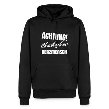 Achtung Chaotischer Herzmensch Freund Freundin Fun - Männer Premium Bio Hoodie - Schwarz - Vorne - Nico (187cm)