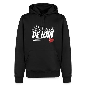 Bisous de loin - Sweat à capuche Premium bio Homme - noir - Devant - Nico (187cm)