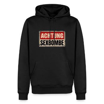 ACHTUNG SEXBOMBE - Männer Premium Bio Hoodie - Schwarz - Vorne - Nico (187cm)