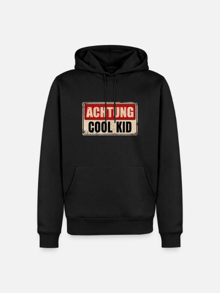 ACHTUNG COOL KID - Männer Premium Bio Hoodie - Schwarz