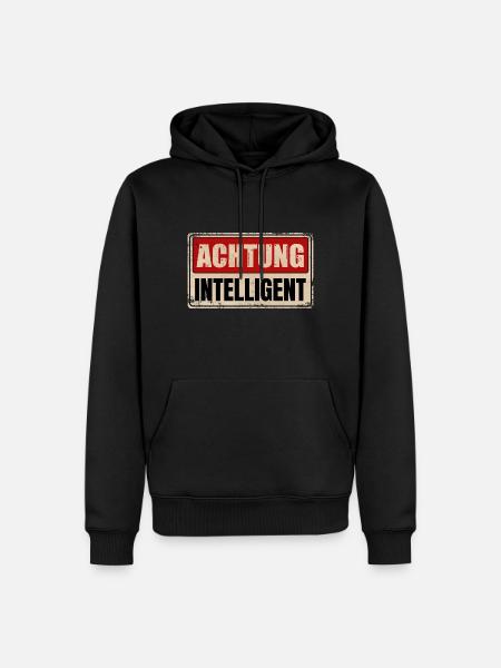 ACHTUNG INTELLIGENT - Männer Premium Bio Hoodie - Schwarz