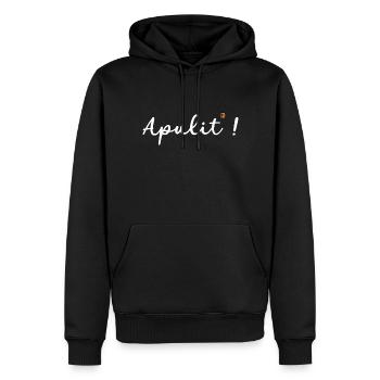OBV – Apulit! - 2 - Männer Premium Bio Hoodie - Schwarz - Vorne - Nico (187cm)
