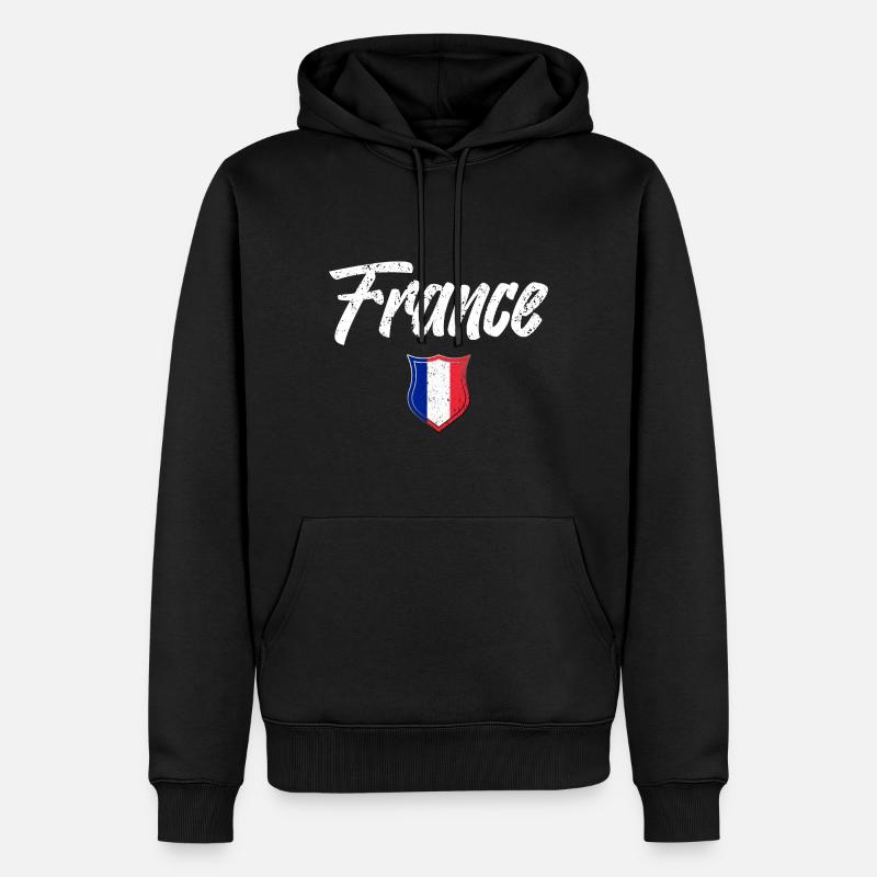 FRANKREICH - Männer Premium Bio Hoodie - Schwarz
