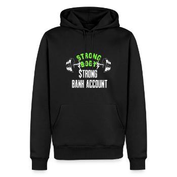 Geld Finanzielle Freiheit Starkes Bankkonto Fitnes - Männer Premium Bio Hoodie - Schwarz - Vorne - Nico (187cm)