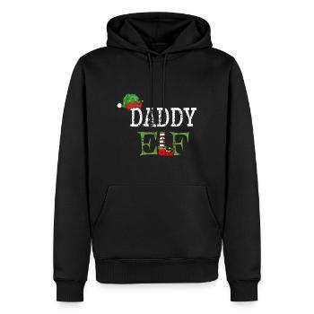 Daddy Elf - Papa der Weihnachts-Elf - Männer Premium Bio Hoodie - Schwarz - Vorne - Nico (187cm)