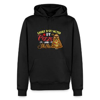 Sloth Pizza Livraison Pizzeria Italien - Sweat à capuche Premium bio Homme - noir - Devant - Nico (187cm)