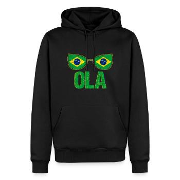 Brasilien Flagge - Männer Premium Bio Hoodie - Schwarz - Vorne - Nico (187cm)