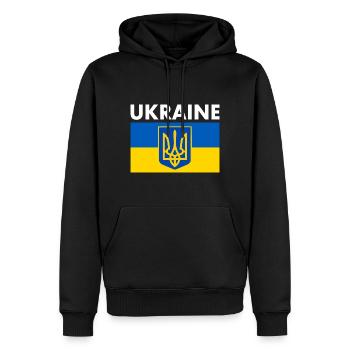 Ukraine - Sweat à capuche Premium bio Homme - noir - Devant - Nico (187cm)