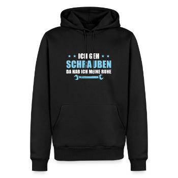 Schrauben Da hab ich Ruhe Autoschrauber - Männer Premium Bio Hoodie - Schwarz - Vorne - Nico (187cm)