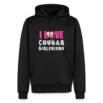 Ich liebe meine Freundin Ich liebe meine Cougar-Freundin - Männer Premium Bio Hoodie - Schwarz - Vorne - Nico (187cm)