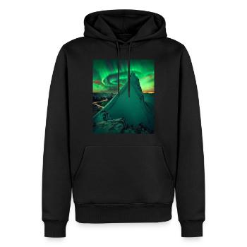 Polarlicht - Männer Premium Bio Hoodie - Schwarz - Vorne - Nico (187cm)