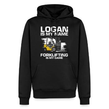 Lagerarbeiter für Staplerfahrer und Gabelstapler - Männer Premium Bio Hoodie - Schwarz - Vorne - Nico (187cm)