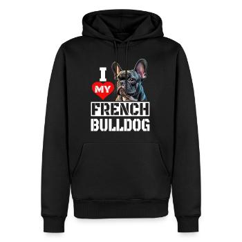 Ich Liebe meine Französische Bulldogge - Männer Premium Bio Hoodie - Schwarz - Vorne - Nico (187cm)