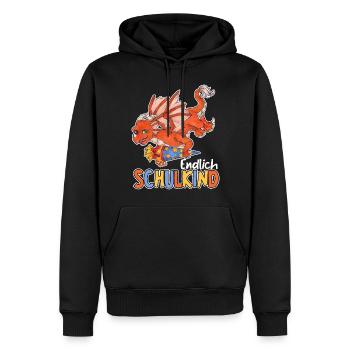 Endlich Schule, Niedlicher Drache Geschenk Schule - Männer Premium Bio Hoodie - Schwarz - Vorne - Nico (187cm)