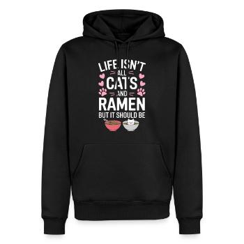 Ramen Katze Anime Lustiges Kawaii Ramen Geschenk - Männer Premium Bio Hoodie - Schwarz - Vorne - Nico (187cm)