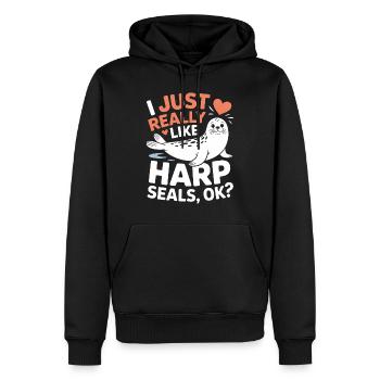 Sceau disant sceau drôle phoque du Groenland cadeau - Sweat à capuche Premium bio Homme - noir - Devant - Nico (187cm)