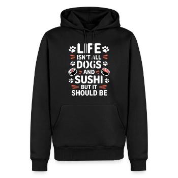 Sushi Dogs Japon Drôle Kawaii Sushi Cadeau - Sweat à capuche Premium bio Homme - noir - Devant - Nico (187cm)