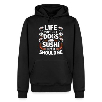 Sushi Dogs Japon Drôle Kawaii Sushi Cadeau - Sweat à capuche Premium bio Homme - noir - Devant - Nico (187cm)
