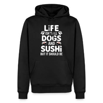 Sushi Dogs Japon Drôle Kawaii Sushi Cadeau - Sweat à capuche Premium bio Homme - noir - Devant - Nico (187cm)