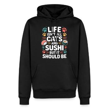 Sushi Katzen Japan Lustiges Kawaii Sushi Geschenk - Männer Premium Bio Hoodie - Schwarz - Vorne - Nico (187cm)